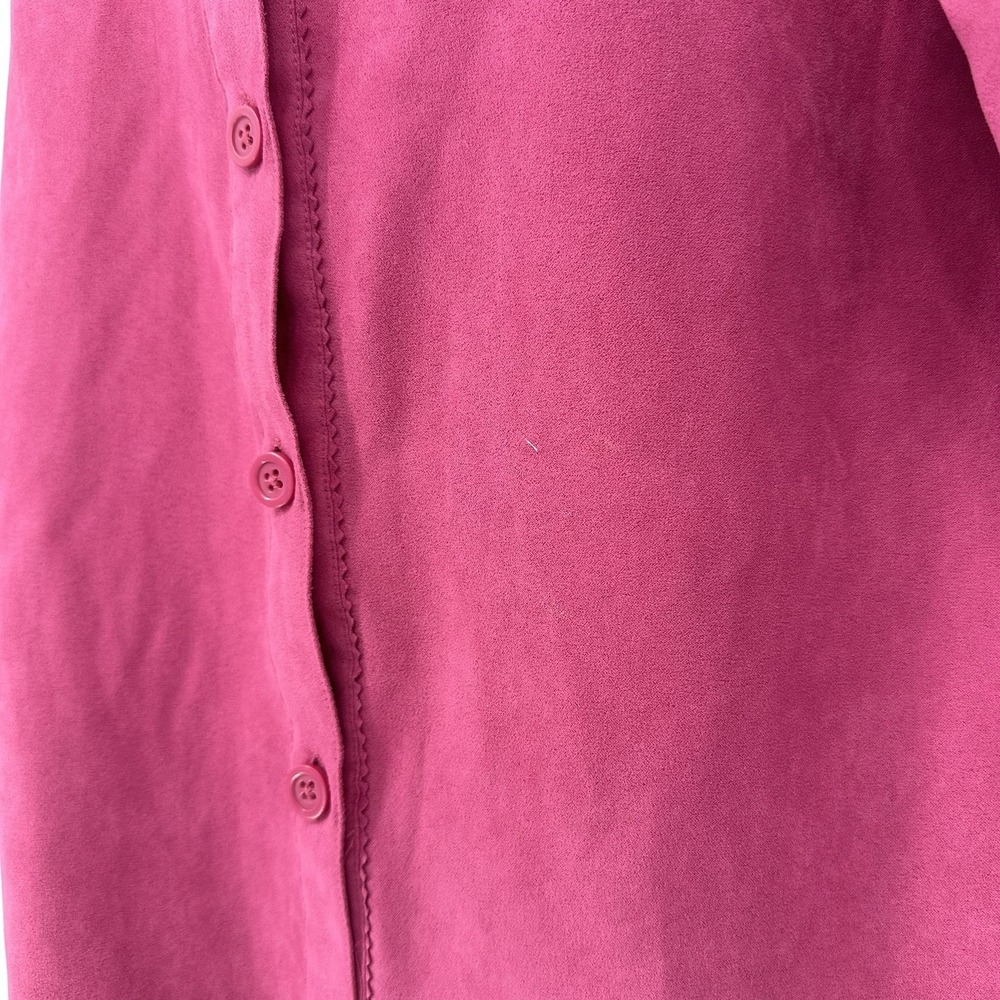 Studio Works 1X Button Up Shirt Top Long Sleeve Pink Suede-like Classic Preppy - Picture 6 of 9